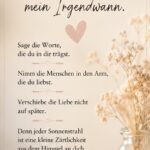 Inspirationskarte „Jetzt ist mein Irgendwann“ mit Trockenblumen und einem poetischen Text über Liebe, Nähe und das Leben im Hier und Jetzt.